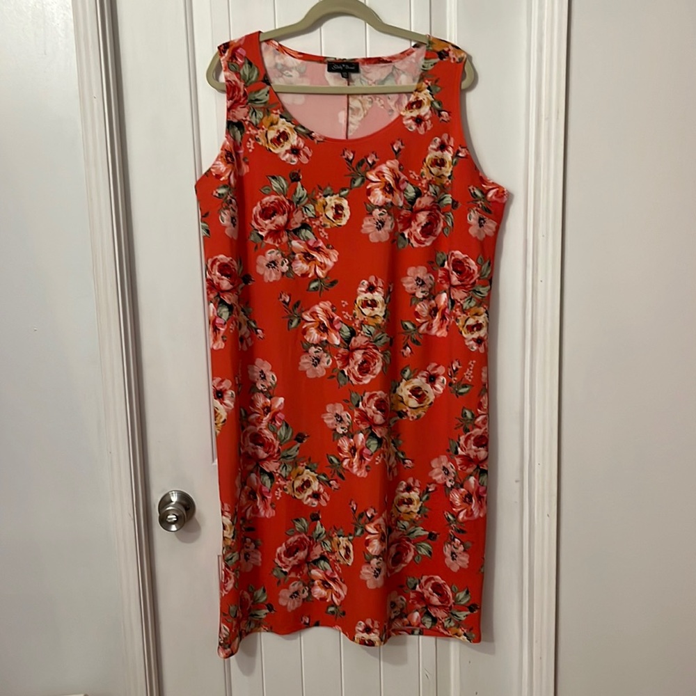 Slinky Brand women’s dress orange floral size 2X